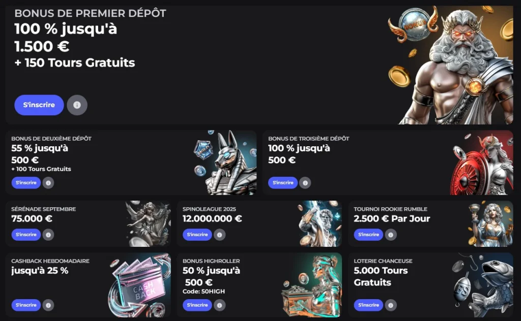 Bonus exclusifs et promotions en cours chez Winaura Casino