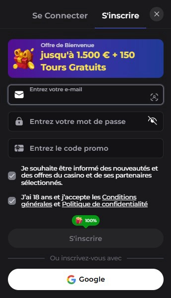 Inscription rapide pour les nouveaux joueurs chez Winaura