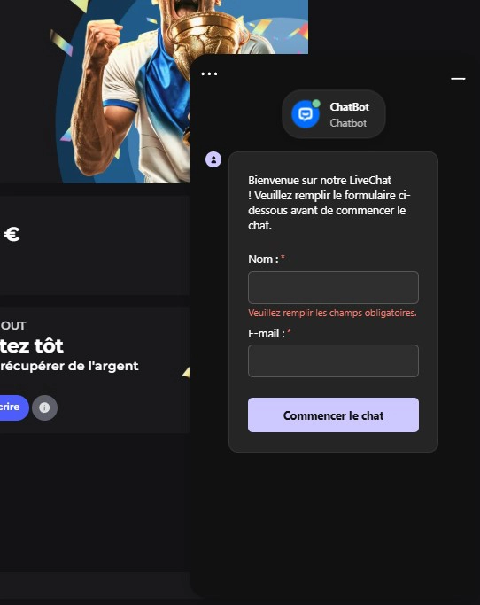 Support live chat 24/7 disponible chez Winaura